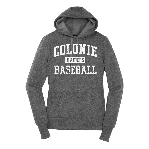 Vintage Heather Colonie Raiders Baseball Ladies Sport-Tek Pullover Hooded Sweatshirt