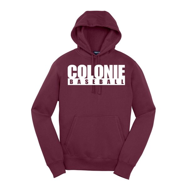 Maroon Colonie Baseball Youth Sport-Tek Pullover Hooded Sweatshirt