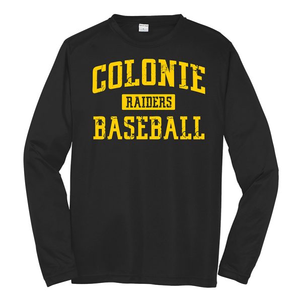 Black Colonie Raiders Baseball Long Sleeve Performance Cooling Tee