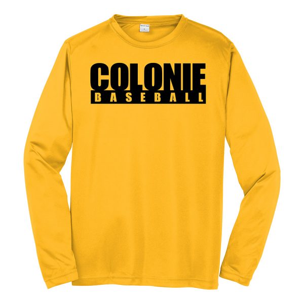 Gold Colonie Baseball Long Sleeve Performance Cooling Tee