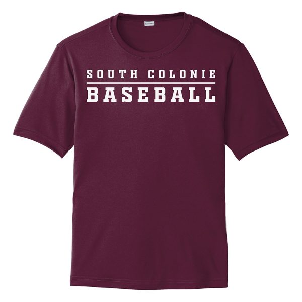 Maroon South Colonie Baseball Youth Performance Cooling Tee