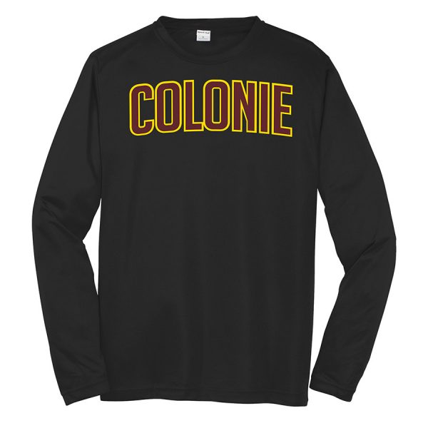 Black Colonie Youth Long Sleeve Performance Cooling Tee