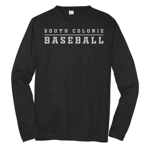Black South Colonie Baseball Youth Long Sleeve Performance Cooling Tee