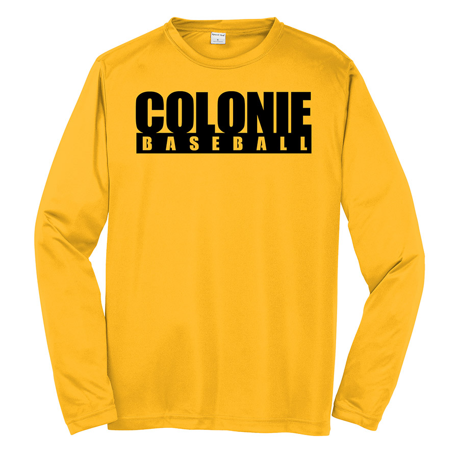 Gold Colonie Baseball Youth Long Sleeve Performance Cooling Tee