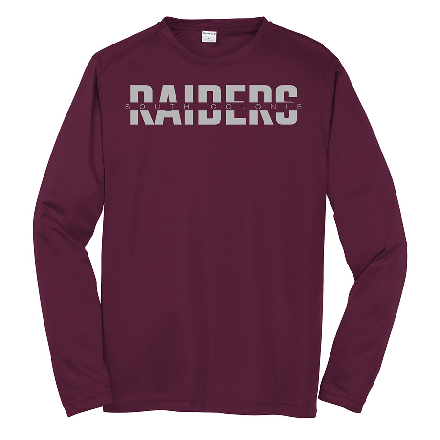Maroon South Colonie Raiders Youth Long Sleeve Performance Cooling Tee