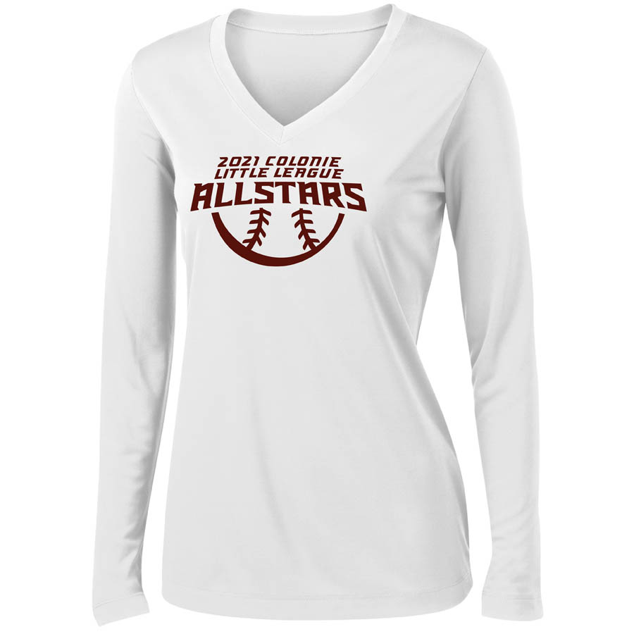 2021 AllStars Women's Long Sleeve V-Neck Shirt White