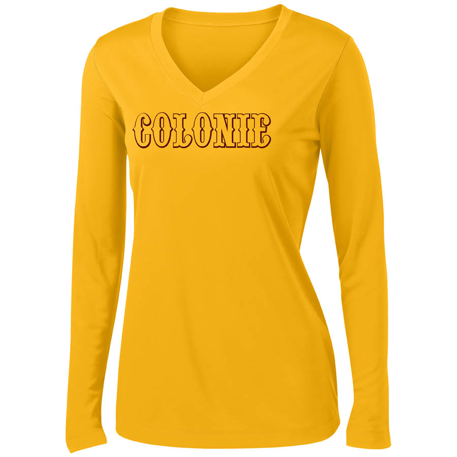Colonie AllStars Women's Long Sleeve V-Neck Shirt Gold