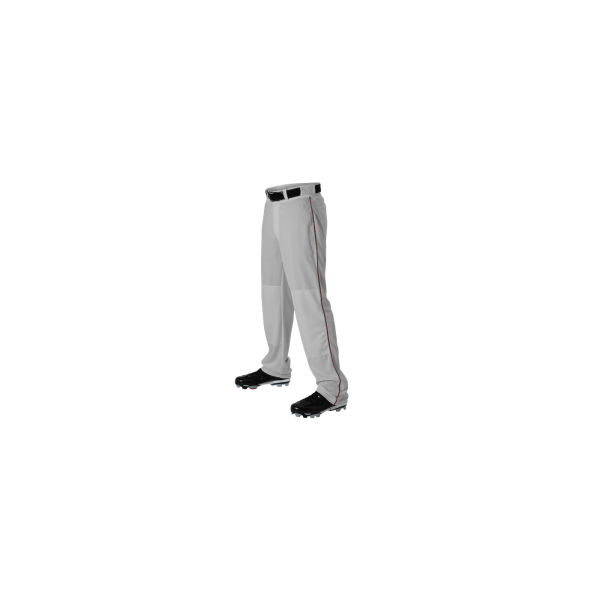 Adult Baseball Pants Grey with Maroon Piping